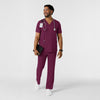 Boundless Men's Multi Pocket V-Neck Scrub Top Wine full scrub set
