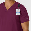 Boundless Men's Multi Pocket V-Neck Scrub Top Wine side detail 1