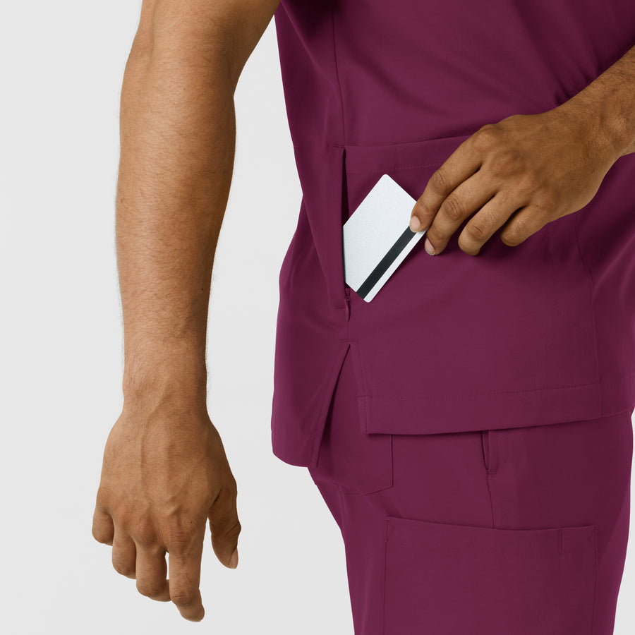 Boundless Men's Multi Pocket V-Neck Scrub Top - Wine
