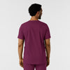 Boundless Men's Multi Pocket V-Neck Scrub Top Wine back view