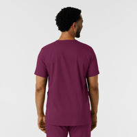Boundless Men's Multi Pocket V-Neck Scrub Top Wine back view