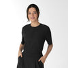 RENEW Women's Tuck-In Henley Scrub Top Black