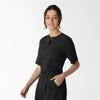 RENEW Women's Tuck-In Henley Scrub Top Black side view