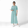 RENEW Women's Tuck-In Henley Scrub Top Coastal Blue full scrub set