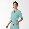 RENEW Women's Tuck-In Henley Scrub Top Coastal Blue side view