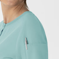 RENEW Women's Tuck-In Henley Scrub Top Coastal Blue side detail 1