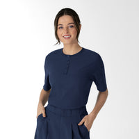 RENEW Women's Tuck-In Henley Scrub Top Navy