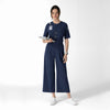 RENEW Women's Tuck-In Henley Scrub Top Navy full scrub set