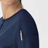 RENEW Women's Tuck-In Henley Scrub Top Navy side detail 1