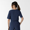 RENEW Women's Tuck-In Henley Scrub Top Navy back view