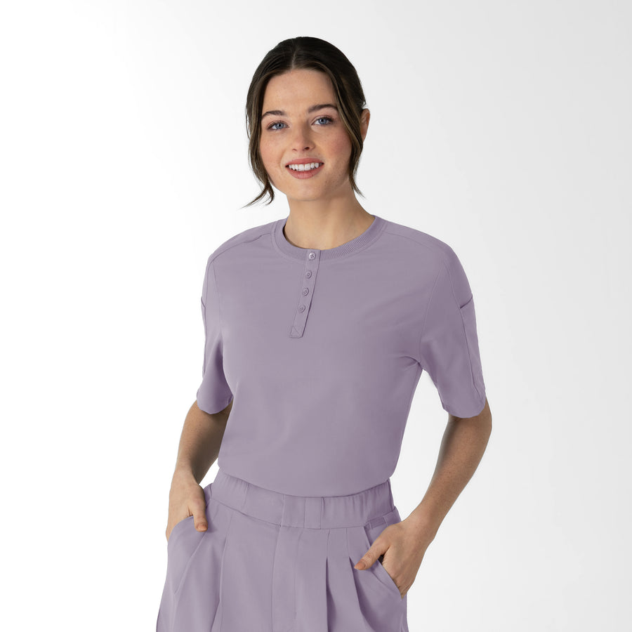 RENEW Women's Tuck-In Henley Scrub Top Wisteria