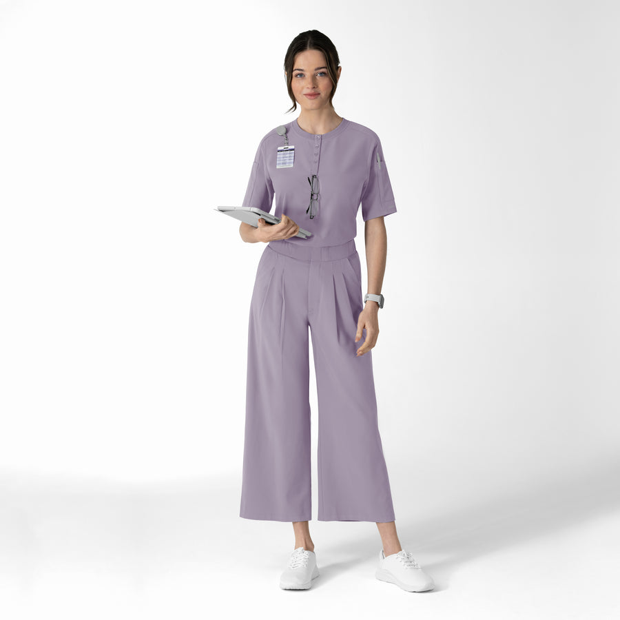 RENEW Women's Tuck-In Henley Scrub Top Wisteria full scrub set