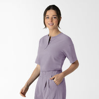 RENEW Women's Tuck-In Henley Scrub Top Wisteria side view