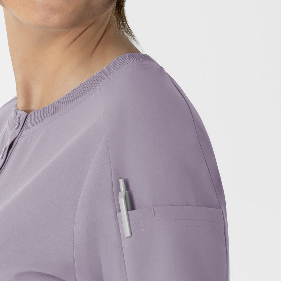 RENEW Women's Tuck-In Henley Scrub Top Wisteria side detail 1