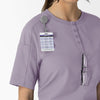 RENEW Women's Tuck-In Henley Scrub Top Wisteria hemline detail