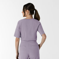 RENEW Women's Tuck-In Henley Scrub Top Wisteria back view