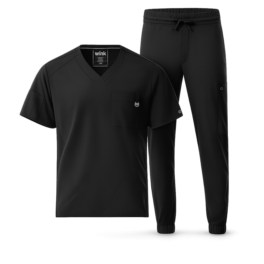 W123 Men's V-Neck and Jogger Scrub Set