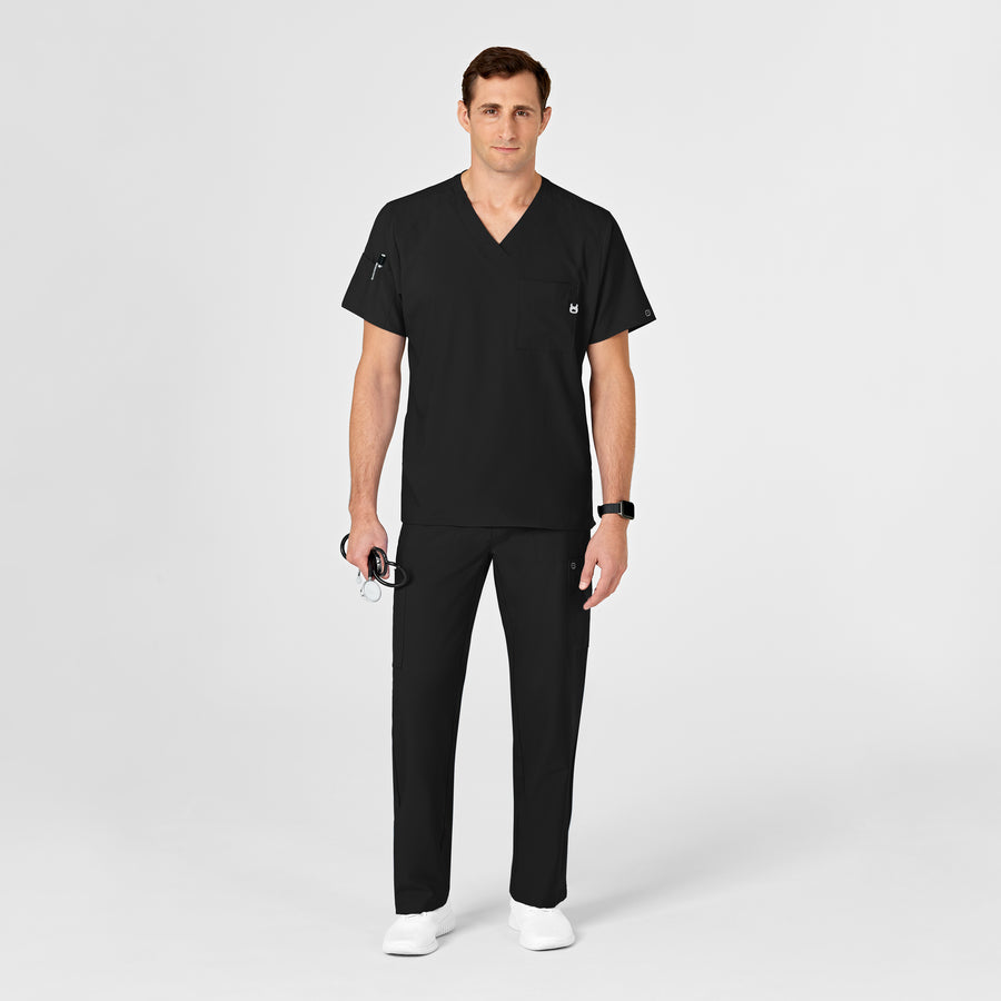 W123 Men's V-Neck Scrub Top Black scrub set