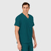 W123 Men's V-Neck Scrub Top Caribbean Blue side view