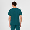 W123 Men's V-Neck Scrub Top Caribbean Blue back view