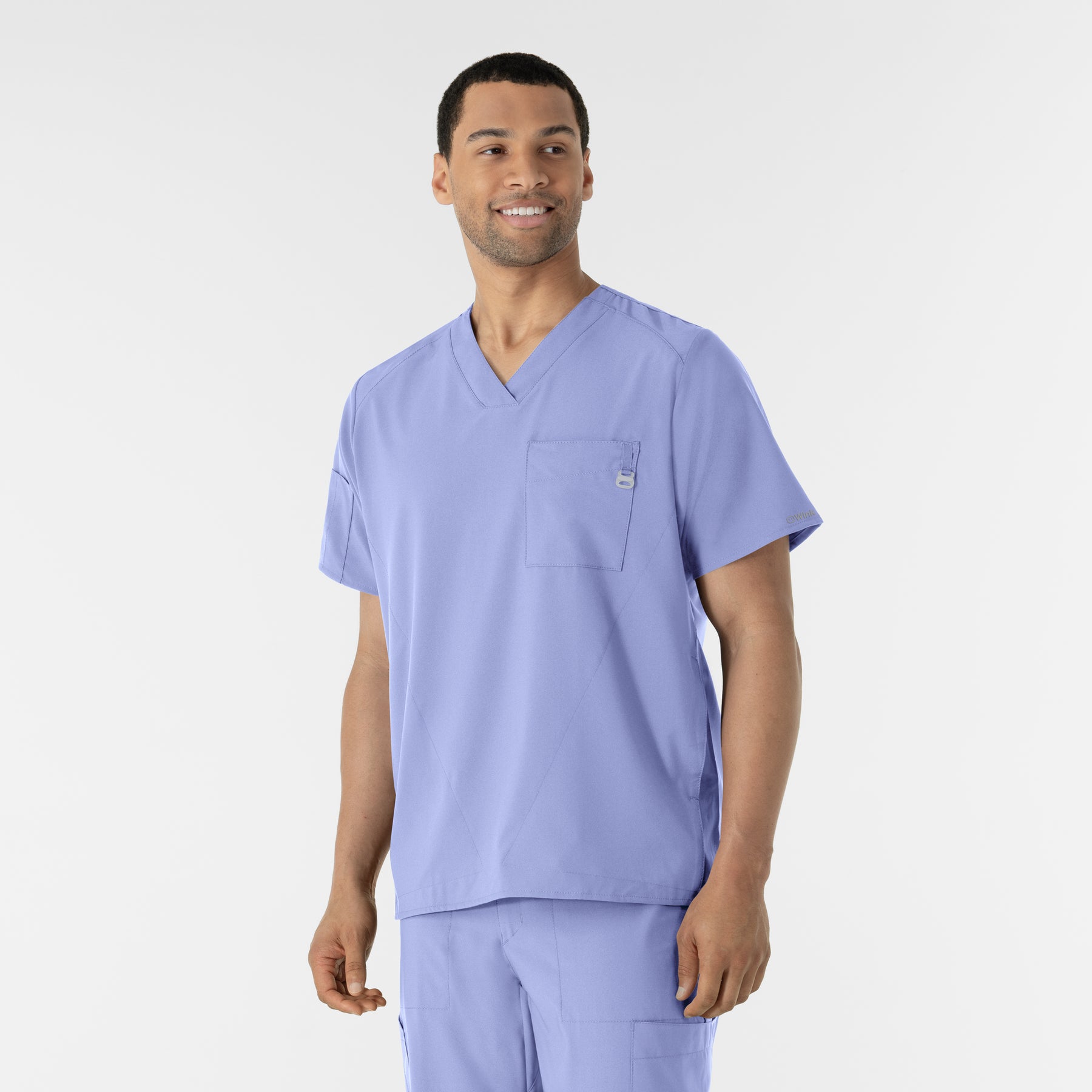 W123 Men's V-Neck Scrub Top Ceil Blue