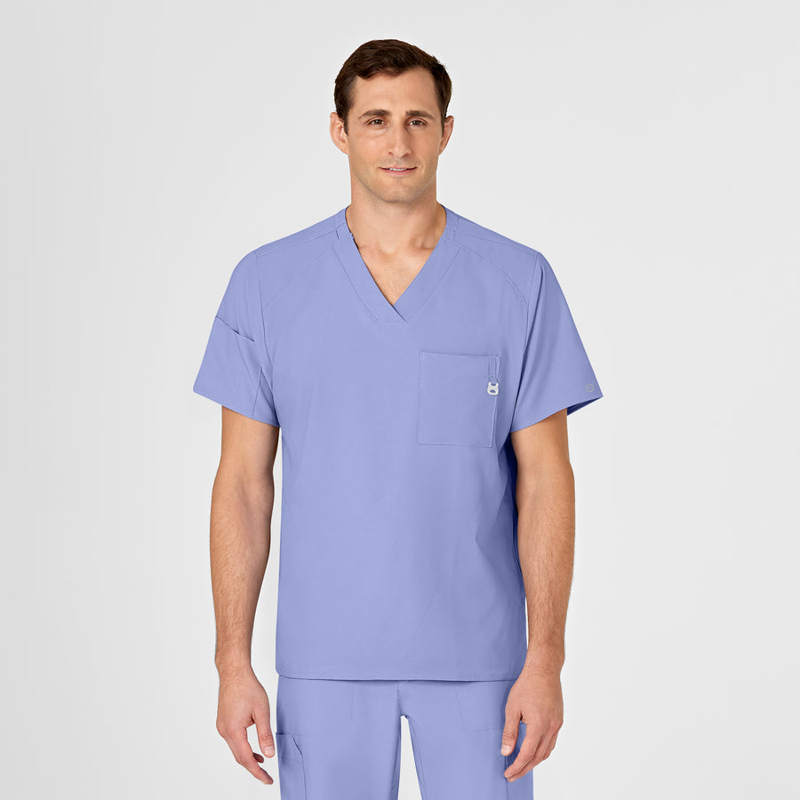 Wink W123 Men's V-Neck Scrub Top Ceil Blue