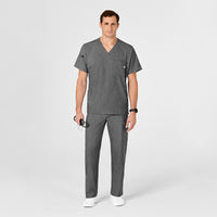 W123 Men's V-Neck Scrub Top Charcoal Heather scrub set