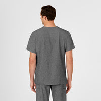 W123 Men's V-Neck Scrub Top Charcoal Heather back view