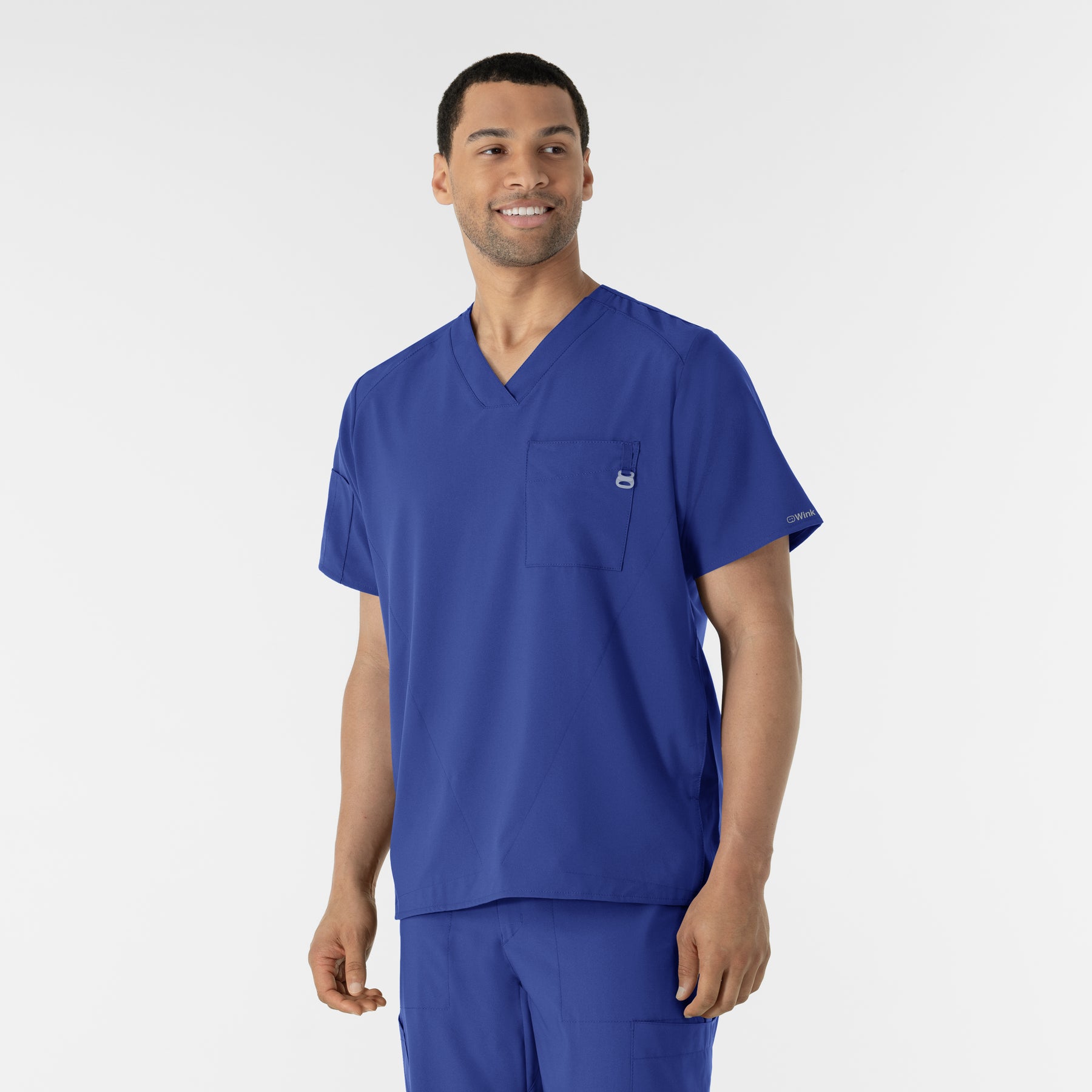 W123 Men's V-Neck Scrub Top Galaxy Blue
