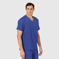 W123 Men's V-Neck Scrub Top Galaxy Blue side view