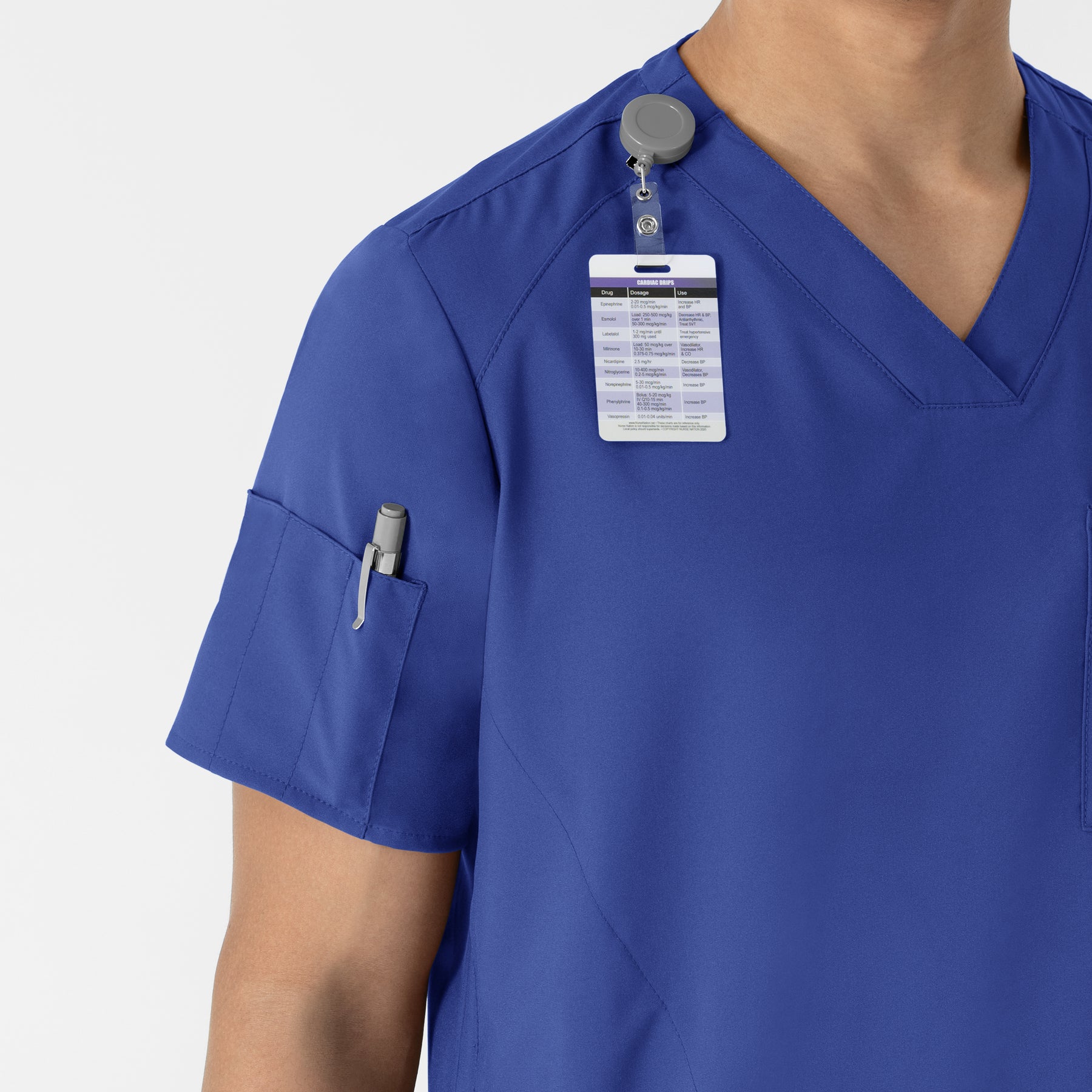 W123 Men's V-Neck Scrub Top Galaxy Blue side detail 1
