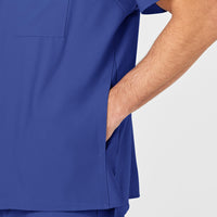 W123 Men's V-Neck Scrub Top Galaxy Blue side detail 2