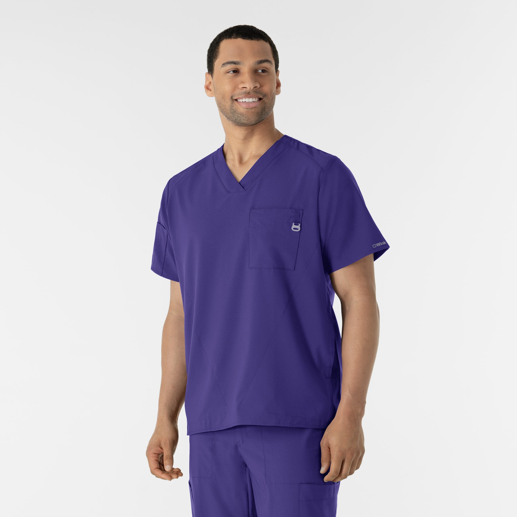 W123 Men's V-Neck Scrub Top Grape