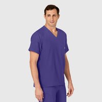 W123 Men's V-Neck Scrub Top Grape side view