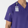 W123 Men's V-Neck Scrub Top Grape side detail 1