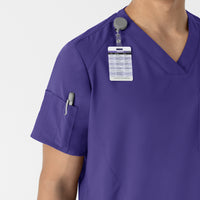 W123 Men's V-Neck Scrub Top Grape side detail 1