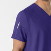 W123 Men's V-Neck Scrub Top Grape hemline detail