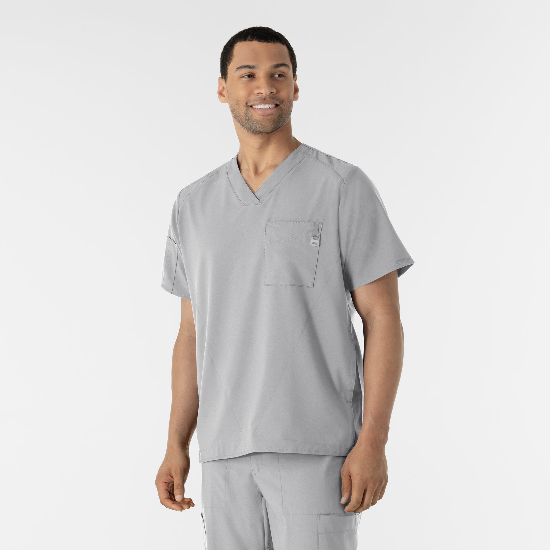 W123 Men's V-Neck Scrub Top Grey