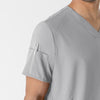 W123 Men's V-Neck Scrub Top Grey hemline detail