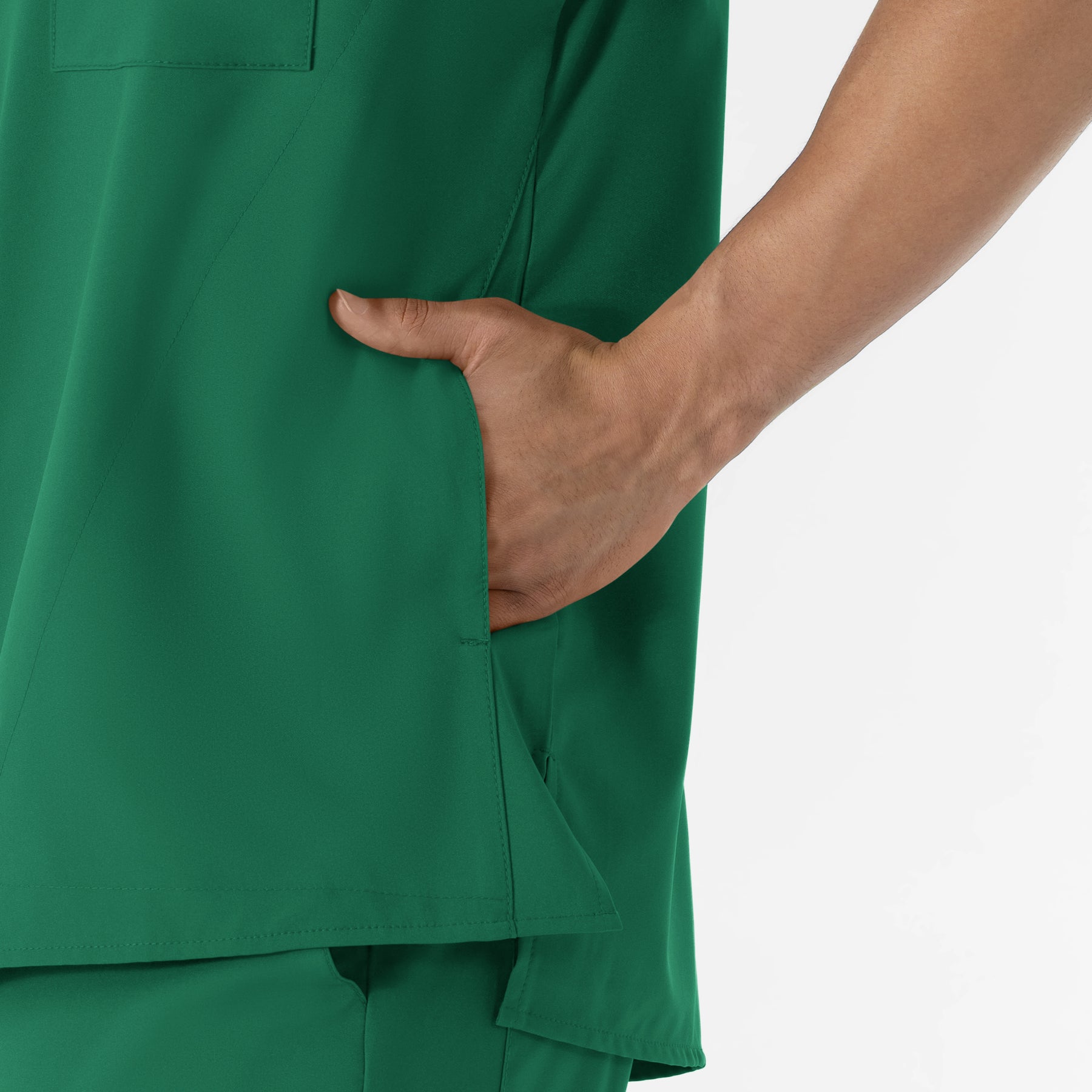 W123 Men's V-Neck Scrub Top Hunter front detail