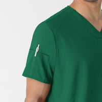 W123 Men's V-Neck Scrub Top Hunter hemline detail
