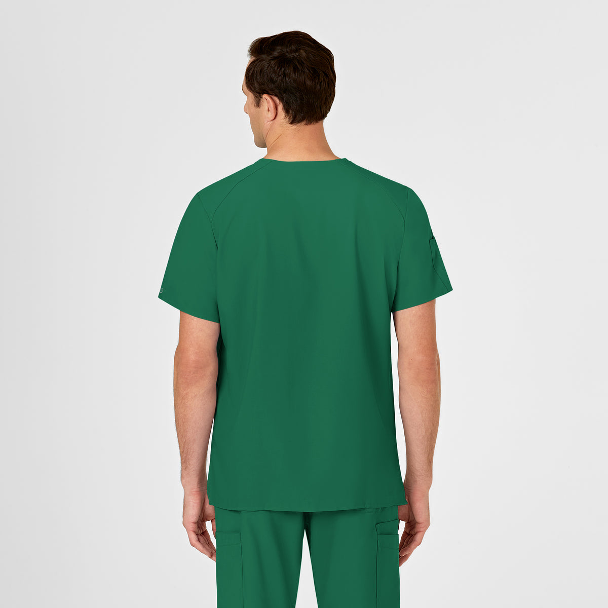 W123 Men's V-Neck Scrub Top Hunter back view