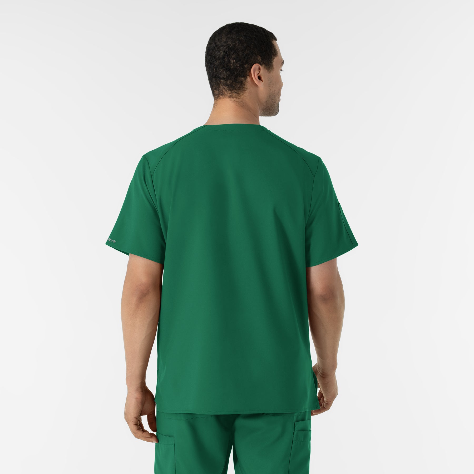 W123 Men's V-Neck Scrub Top Hunter back view