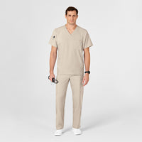 W123 Men's V-Neck Scrub Top Khaki scrub set