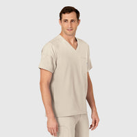 W123 Men's V-Neck Scrub Top Khaki side view