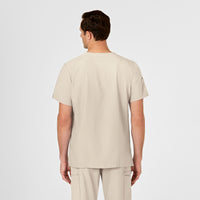 W123 Men's V-Neck Scrub Top Khaki back view