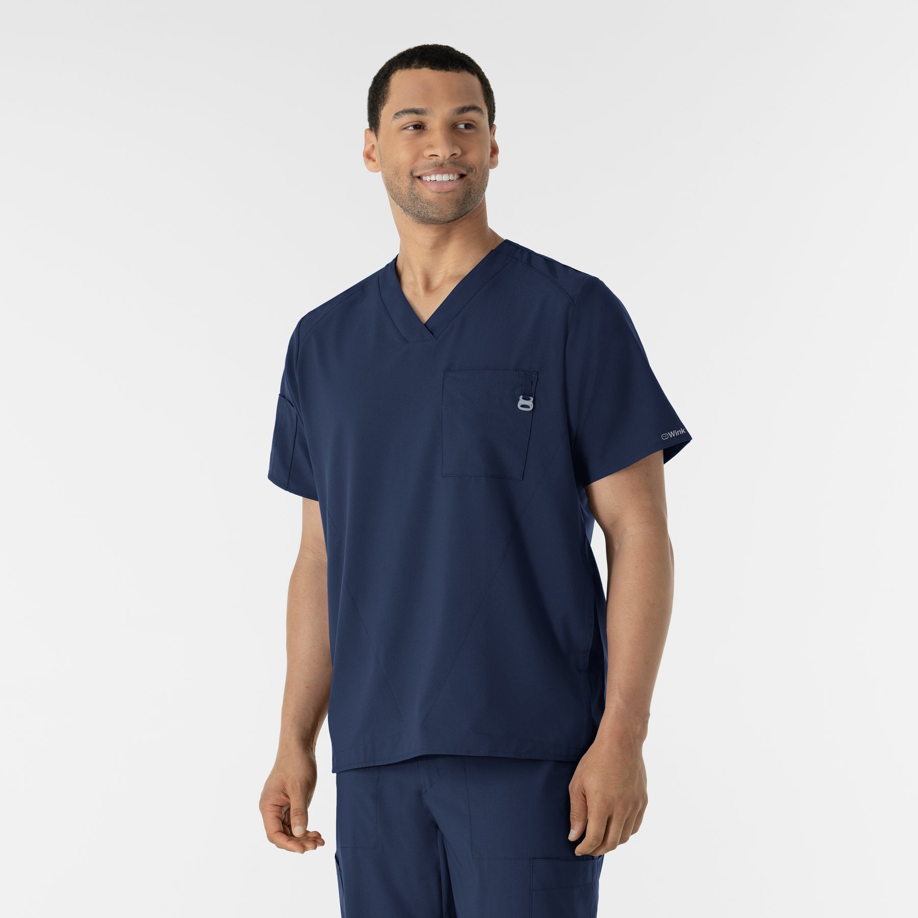 W123 Men's V-Neck Scrub Top Navy