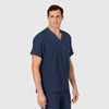 W123 Men's V-Neck Scrub Top Navy side view