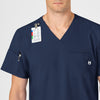 W123 Men's V-Neck Scrub Top Navy side detail 1