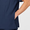 W123 Men's V-Neck Scrub Top Navy side detail 2